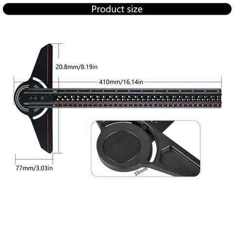 Pro Grade Layout Measuring Tool With Angles Finder For Woodworking And Construction, Lightweight Aluminum Ruler size details