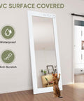 36 By 84 Inch Mirror Barn Door With Sliding Door Hardware Kit Included White Full Length Mirror with solid pine core in room setting