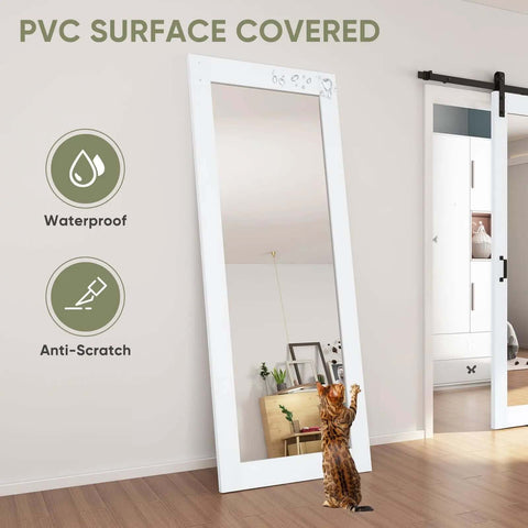36 By 84 Inch Mirror Barn Door With Sliding Door Hardware Kit Included White Full Length Mirror with solid pine core in room setting