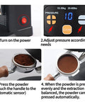 Steps to use the Professional 48mm Stainless Steel Coffee Tamper With Height Adjustable Stand And Pressure Gauge.