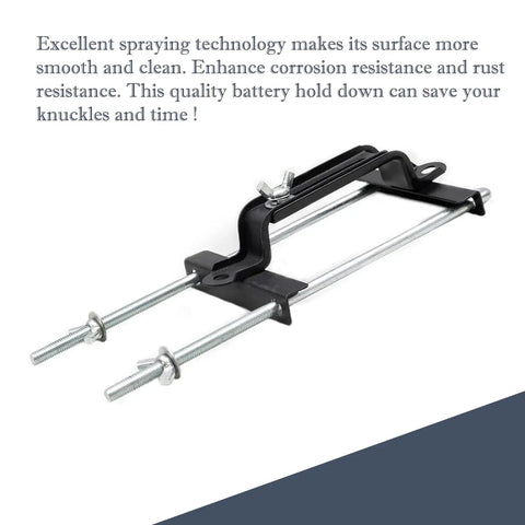 Rock Solid Aluminum Car Battery Holder Bracket With J Bolt Heavy Duty Adjustable Vehicle Mount, detailed view of adjustable mount.