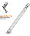 Heavy Duty 2 Pack T40 Security Torx Bits for Quarter Inch Hex Shank, 3 Inch Long with Magnetic Tip for Screw Holding