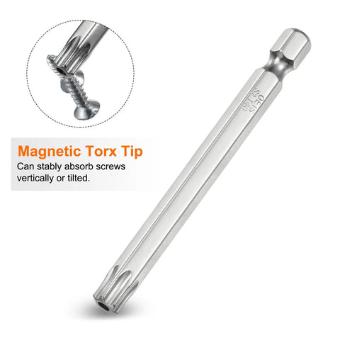 Heavy Duty 2 Pack T40 Security Torx Bits for Quarter Inch Hex Shank, 3 Inch Long with Magnetic Tip for Screw Holding