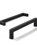 10 Pack Solid Aluminum Matte Black Cabinet Pulls with 5 Inch Hole Center Square Style Handles for Kitchen Cabinets and Cupboards