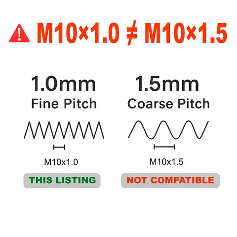 Comparison of M10x1.0 and M10x1.5 thread pitches for M10x1.0 Male to 3/8-24 Female Adapter for Antennas