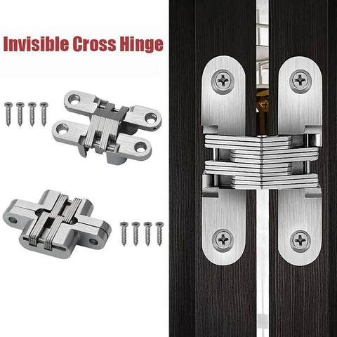 180 Degree Invisible Folding Door Hinge Set For Wood And Counter Doors Concealed Cross Hinges Stainless Steel Zinc Alloy 13x45mm