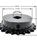 21 Tooth Roller Chain Sprocket Type B For ANSI Forty Chain One Half Inch Pitch Three Quarter Inch Bore Hardened 1045 Carbon Steel
