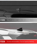 Before and after comparison of Shark Fin Antenna Cover For Hyundai Kona 2018 2019 2020 2021 2022 2023 Glossy Black Roof Topper Not GPS Model 96210 J9300 Easy Install Chip Equipped Exterior Upgrade