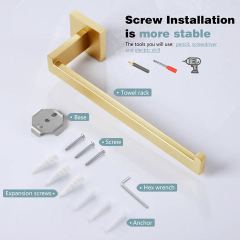Brushed Gold Towel Bar Wall Mounted Hand Towel Holder For Bathroom And Kitchen Stainless Steel Rustproof Hardware components