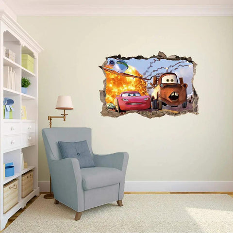 Removable 3D Cars Wall Stickers For Kids Room And Living Room Vinyl Murals Non Toxic Safe For Children Easy Peel And Stick