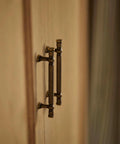 Antique Brass Cabinet Pulls With Three And Three Quarters Inch Hole Centers Zinc Alloy Classic Vintage Drawer Handles on Wooden Door