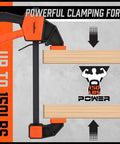 Straight Up Badass Six Piece Wood Clamping Kit Featuring Quick Release Bar Grips And Heavy Duty Spring Tools For knockout craft projects with powerful clamp holding hardwood boards tight.