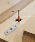 Hidden Stainless Steel Cabinet Hinge Set Of 6 For Kitchen And Bath, showing pivot mechanism on wood surface