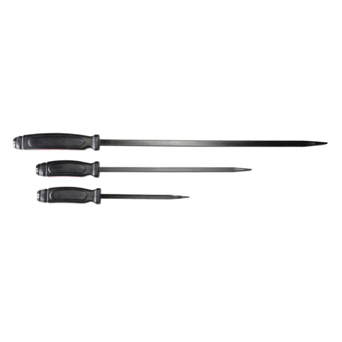 Dominator Pry Bar Set 3 Piece Straight Pry Bars With Black Oxide Finish, size 12in 17in 25in, ergonomic two composite handles