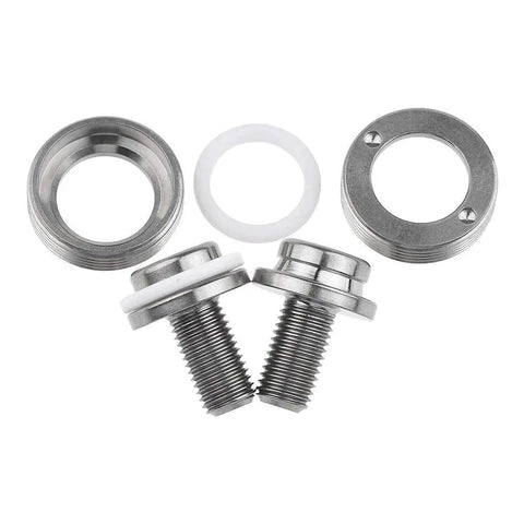 Titanium M8x15mm Crank Arm Fixing Bolt With Cap For Square Taper Bottom Bracket Screws Pack Of 2, showing bolts, caps, washers