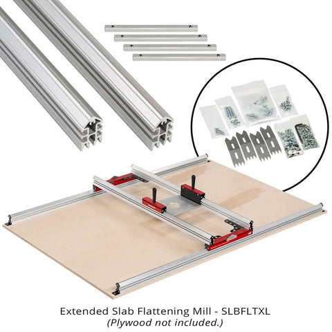Beefy Extended Slab Flattening Mill For Big Wood Slabs With 38.75 By 128.5 Inch Or 62.75 By 104.5 Inch Capacity Includes 72 Inch Rails, jig