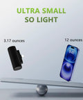 Grab And Go Mini Portable Charger Packing Sleek Built In Usb C Cable Plug Right Into Device No Tangled Cords To Deal With Pocket Sized Power Bank next to smartphone for size comparison.