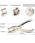 Circle Hole Punch Kit With One Quarter And One Eighth Inch Sizes Handy Handheld Puncher With Eight Sheet Capacity diagram