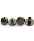 15 Sets Chicago Screws For Book Binding And Leather Craft Round Slotted Head Binding Bolts Dope Quality Carbon Steel Nickel Plated Black Finish 4 By 6mm One Quarter Inch Length DIY Rivet Style Fasteners For Projects