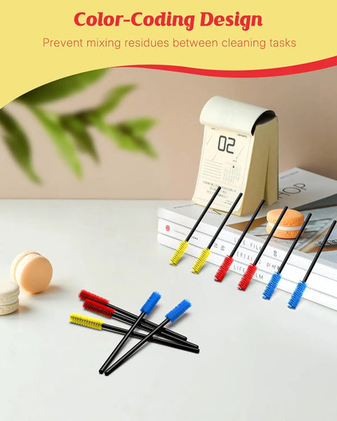 Hummingbird Feeder Cleaning Brushes Kit 18 Pieces Tiny Nylon Brushes For Reaching Narrow Nectar Ports And Small Feeder Parts In A 3 Color Mix For Quick Deep Clean And Easy No Sweat Maintenance, color-coded nylon brushes