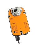 Heavy Duty 24 Volt Rotary Actuator Featuring A Fail Safe Shut Off For Hvac Ventilation Drives With 4 Nm Torque, top view showing connector and dials.