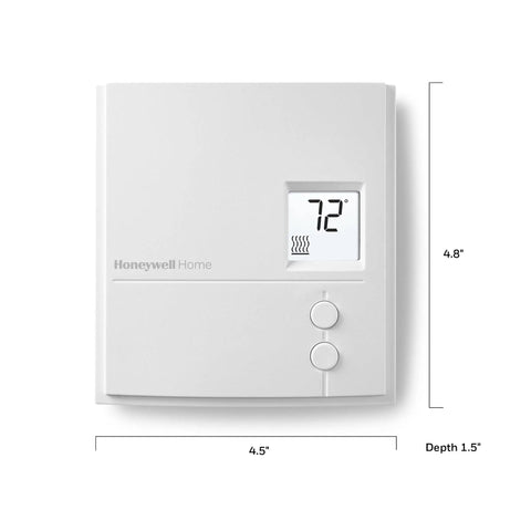 Non Programmable Digital Heat Thermostat For Electric Baseboards And Convectors 240V Line Voltage Up To 3000W, white, 4.5x4.8 inches
