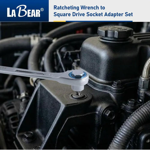 Ratchet Wrench Adapter Set Turns Your Ratchet Into Square Drive And Hex Bit Tools For Sockets installed in car engine