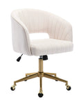 Velvet Home Office Chair With Gold Base, Swivel Desk Chair For Living Room Or Vanity, Upholstered Tufted Accent Armchair