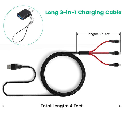 3 In 1 3A Fast Charging Usb C Cable For Drone Remotes And FPV Gear 4Ft Splitter Cable With Three Type C Plugs And Adapter
