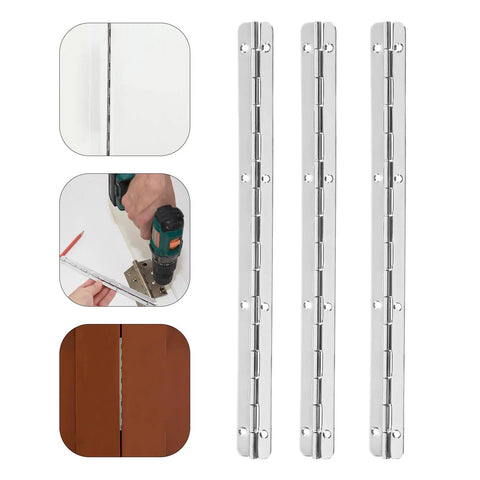 Heavy Duty Piano Hinges 180 Degree Continuous Long Hinges Set Of 3, Iron Material With Anti Rust Coating, installation on wood