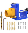 Plug And Play Pocket Hole Jig Drill Guide Fixture For Cabinet Assembly And Shelf Install With No Hassle Aluminum Body with drill bits and screws.
