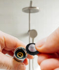 Installing 25 pcs stainless steel water filter hose washers with screen in shower inlet, showcasing durable gasket seals