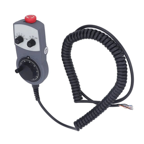 Solid Durable Electronic Handwheel CNC Controller Feels Great In Hand With Emergency Stop Button And Ergonomic Grip For Smooth Manual Feed Control, coiled cable