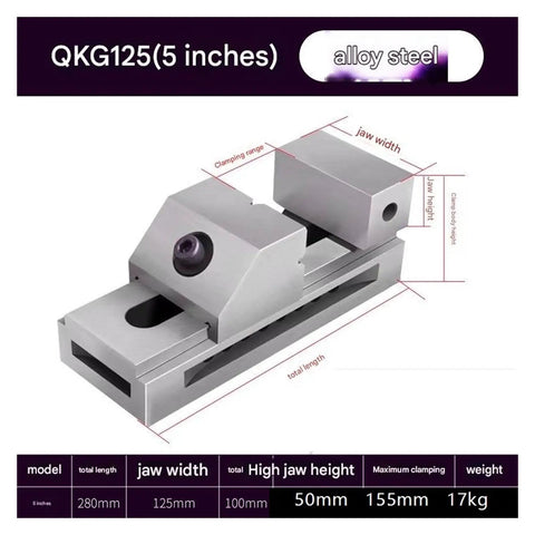 Top Shelf Machine Vise With Fast Swap Quick Clamp For Cnc Lathe And Garage Workbench featuring alloy steel, 5-inch size and precise clamping.