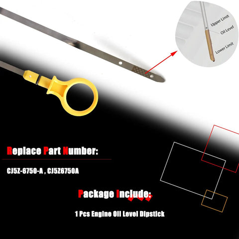 Engine Oil Level Dipstick Replacement For Ford 2.0L EcoBoost 2013-2020 with yellow handle and stainless steel core