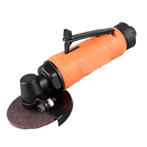 Heavy Duty Pneumatic Angle Grinder 3 Inch Air Powered Cutting Tool with orange body and black details for metal tasks.