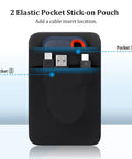 Two Pocket Portable SSD Sleeve For Laptops With Reusable Adhesive showcasing dual pocket design with slots for SSD and cables.