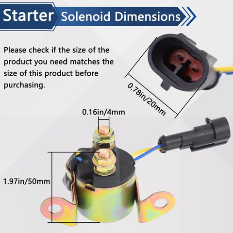 Starter Solenoid Relay Replacement for Ranger 400 500 570 700 800 EFI 4x4 Models 2006 2014 Direct Fit Heavy Duty Start Relay for Easy Install and Reliable Quick Start, 50mm x 20mm