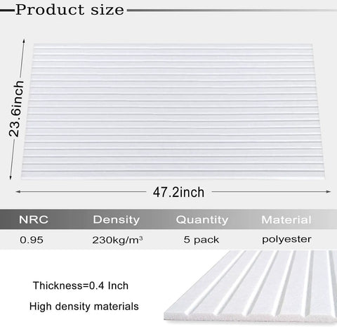 High Density Acoustic Foam Wall Panels 48 By 24 Inches Sound Dampening Tiles for Home Studio with textured polyester surface.