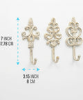 Distressed White Cast Iron Wall Hooks Set Of Three Dang Sturdy Farmhouse Coat Rack Hardware, 7 inch, decorative design.