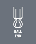 Diagram of ball end style for Stainless Hex Key Set With L Keys And Hex Plus Tips, 9 Piece Allen Wrench Kit.