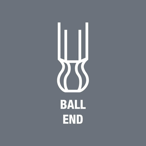 Diagram showing ball end design for Bright Green Long Arm Hex Key Three Thirty Second Inch HEX Plus L Key With Rubber Grip