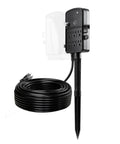 Heavy Duty Outdoor Power Stake With 100 Foot Extension Cord, six socket weather resistant timer and remote, waterproof design