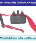 Hardcore Replacement Battery For Electronic Dog Training Collars Compatible With Rfa-67 And Rfa-67d-11 6V 230 Mah Leak Proof Design Built Different Real Deal 10 Pack Set, showing battery compartment with red strap.