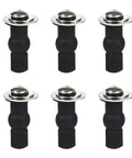 Six Pack Universal Toilet Seat Hinges Hardware Kit With Blind Hole Fixings shown with expanding rubber tops in black