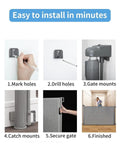 Step-by-step installation of Retractable Baby Gate For Stairs And Doorways, 33-Inch Height, Expands Up To 55-Inch Width, Gray Mesh Design