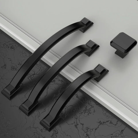 10 Pack Matte Black Cabinet Pulls, 3 Inch 76mm Hole Centers, Arch Style Handles for kitchen cabinets and drawers, top view