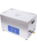 No Sweat Heavy Duty Ultrasonic Cleaner Tank With 30 Liter Capacity And 600 Watt Power for medical lab cleaning, stainless steel design.