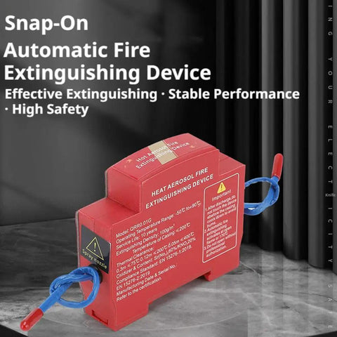 Hassle Free Plug And Play Automatic Fire Suppression System Heavy Duty Aerosol Extinguisher For Electrical Cabinets And Battery Boxes Instant 170 Degree Trigger Dual Nozzles Din Rail Mount 40 Gram Cartridge