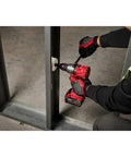 Get Off The Couch And Dive Into This Badass Brushless Cordless Compact Drill Driver Featuring A Rock Solid All Metal Gearcase Mechanical Clutch And Half Inch Carbide Chuck Built Tough As Nails Premium Bare Tool in use on metal framing.